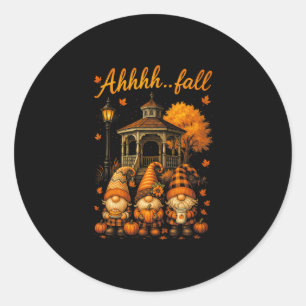 Hugvyn Ahhhh...fall Season Pumpkin Gnome Autumn Th Classic Round Sticker