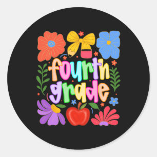 Hugvyn Back To School Fourth Grade Preppy Teachers Classic Round Sticker