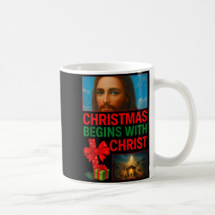 Hugvyn Christmas Begins With Christ Jesus Cross Ch Coffee Mug