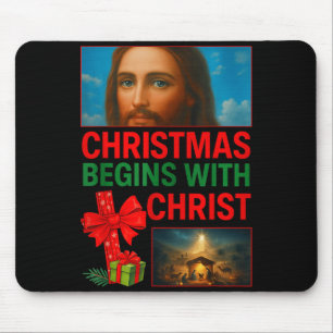 Hugvyn Christmas Begins With Christ Jesus Cross Ch Mouse Mat