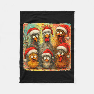 Hugvyn Christmas Santa Chicken Crazy Eagerlys Roos Fleece Blanket