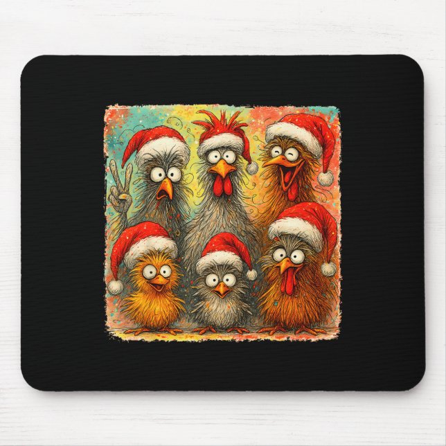 Hugvyn Christmas Santa Chicken Crazy Eagerlys Roos Mouse Mat (Front)