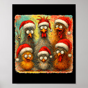 Hugvyn Christmas Santa Chicken Crazy Eagerlys Roos Poster