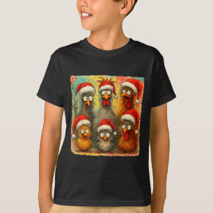 Hugvyn Christmas Santa Chicken Crazy Eagerlys Roos T-Shirt