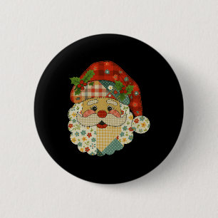 Hugvyn Christmas Santa Claus Patchwork Matching Fa 6 Cm Round Badge