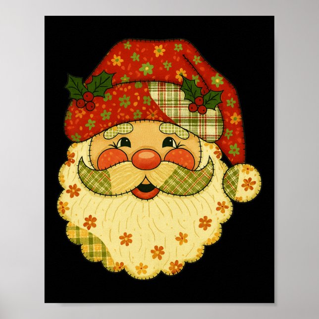 Hugvyn Christmas Santa Claus Patchwork Matching Fa Poster (Front)