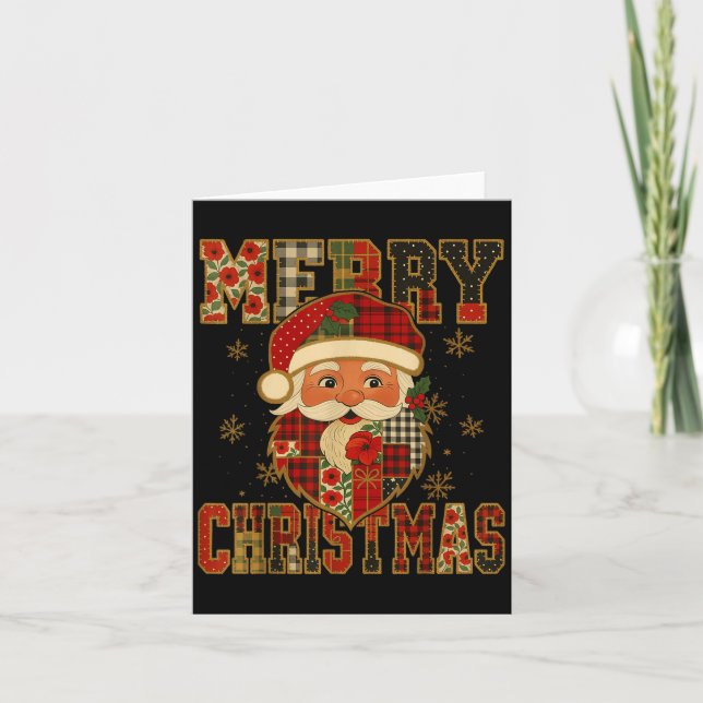 Hugvyn Christmas_ Santa Claus Patchwork Merry Chri Card (Front)