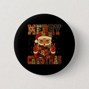 Hugvyn Christmas Santa Claus Patchwork Merry Chris 6 Cm Round Badge