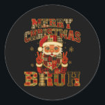 Hugvyn Christmas Santa Claus Patchwork Merry Chris Classic Round Sticker<br><div class="desc">Hugvyn Christmas Santa Claus Patchwork Merry Christmas Bruh</div>