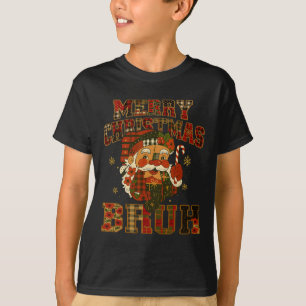 Hugvyn Christmas Santa Claus Patchwork Merry Chris T-Shirt