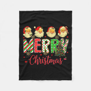 Hugvyn Christmas_ Vintage Santa Claus Face Merry C Fleece Blanket
