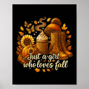 Hugvyn Fall Autumn_ Just A Girl Who Loves Fall Cow Poster