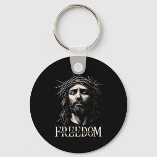 Hugvyn Freedom Jesus Christian Face Crown God Fami Key Ring