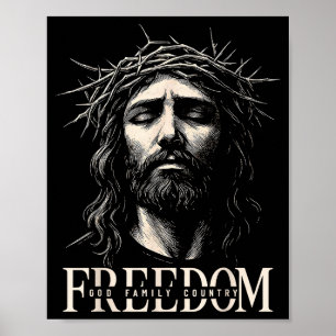 Hugvyn Freedom Jesus Christian Face Crown God Fami Poster
