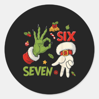 Hugvyn Funny Six Seven Meme Christmas Santa Saying Classic Round Sticker