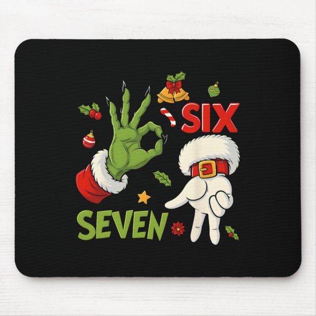 Hugvyn Funny Six Seven Meme Christmas Santa Saying Mouse Mat (Front)