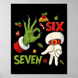 Hugvyn Funny Six Seven Meme Christmas Santa Saying Poster