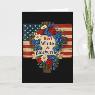 Hugvyn God Bless Blueberries America Floral Patrio Card