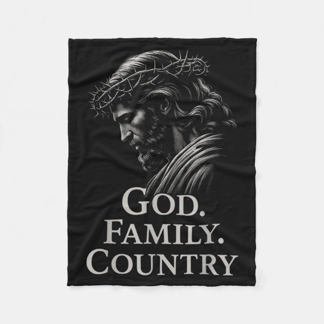 Hugvyn God Family Country Jesus Christian Faith Mi Fleece Blanket (Front)