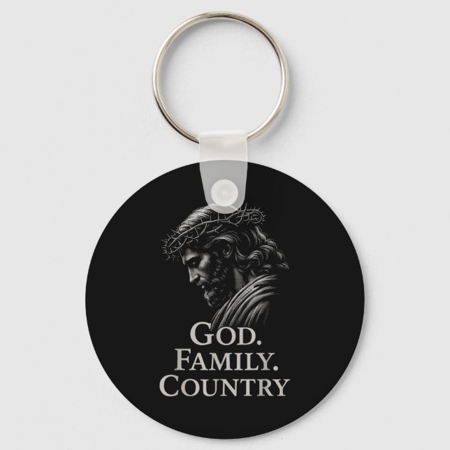 Hugvyn God Family Country Jesus Christian Faith Mi Key Ring (Front)