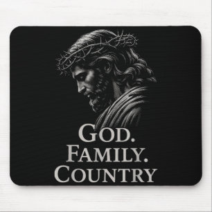 Hugvyn God Family Country Jesus Christian Faith Mi Mouse Mat