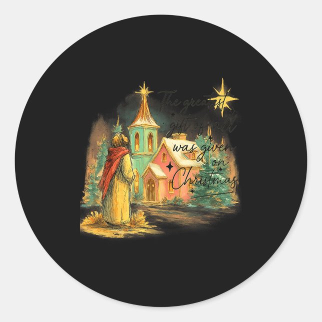 Hugvyn Greatest Gift Of All Religious Christmas Na Classic Round Sticker (Front)