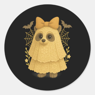 Hugvyn Halloween Lace Ghost Racoon Feral Cute Gho Classic Round Sticker