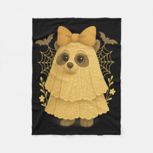 Hugvyn Halloween Lace Ghost Racoon Feral Cute Gho Fleece Blanket