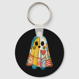Hugvyn Halloween Patchwork Ghost Spooky Quilt Ghos Key Ring
