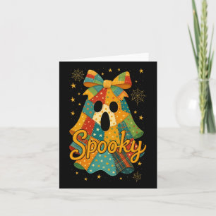 Hugvyn Halloween Patchwork Spooky Ghost Bow Preppy Card