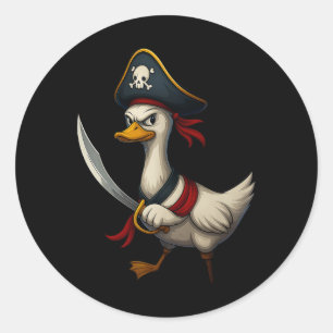 Hugvyn Halloween Pirate Goose Spooky Goose Costume Classic Round Sticker