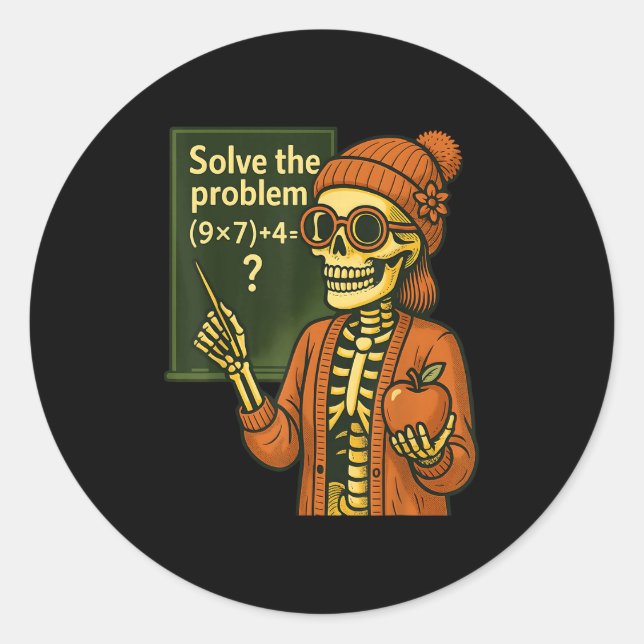 Hugvyn Halloween Skeleton Six Seven 67 Meme Pemdas Classic Round Sticker (Front)