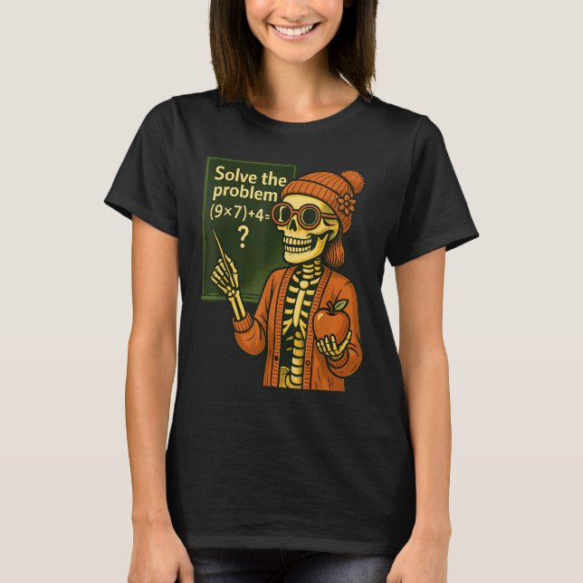 Hugvyn Halloween Skeleton Six Seven 67 Meme Pemdas T-Shirt (Front)