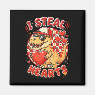 Hugvyn I Steal Hearts Valentine Boys Dinosaur Hold Magnet