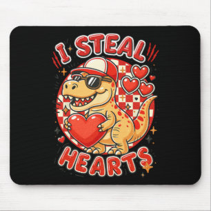 Hugvyn I Steal Hearts Valentine Boys Dinosaur Hold Mouse Mat