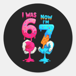 Hugvyn I Was 6 Now I'm 7 Year Old Birthday Six Sev Classic Round Sticker