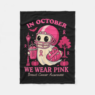 Hugvyn In October We Wear Nk Ghost Halloween Breas Fleece Blanket