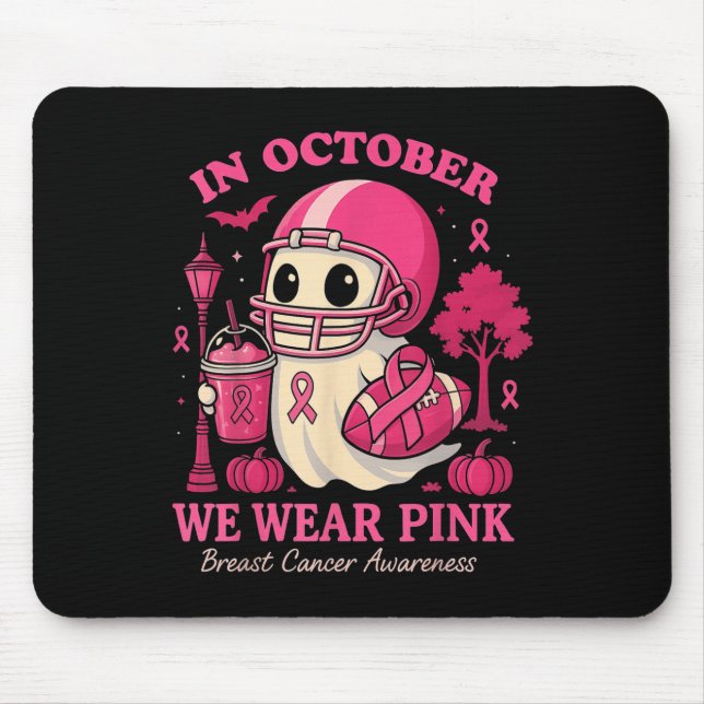Hugvyn In October We Wear Nk Ghost Halloween Breas Mouse Mat (Front)
