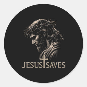 Hugvyn Jesus Saves Minimalist Christian Faith Cros Classic Round Sticker