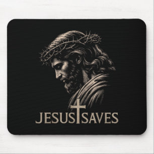 Hugvyn Jesus Saves Minimalist Christian Faith Cros Mouse Mat