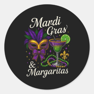Hugvyn Mardi Gras And Margaritas Louisiana New Orl Classic Round Sticker