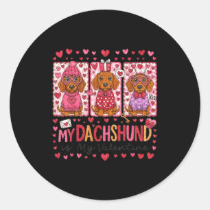 Hugvyn My Dachshund Is My Valentine Dog Mom Coquet Classic Round Sticker