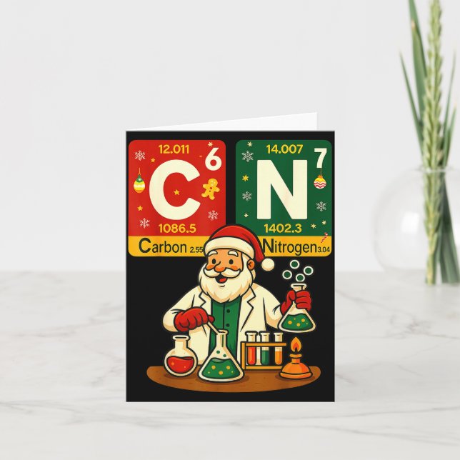 Hugvyn Science Christmas Carbon Nitrogen Six Seven Card (Front)