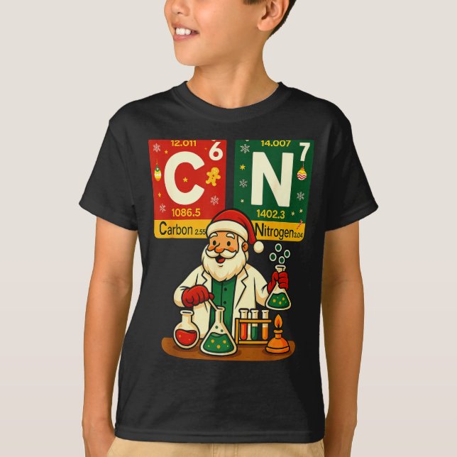 Hugvyn Science Christmas Carbon Nitrogen Six Seven T-Shirt (Front)