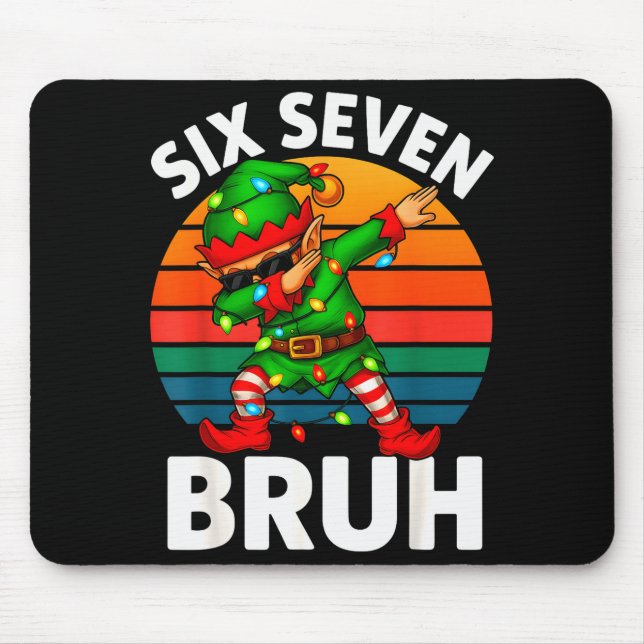 Hugvyn Six Seven 6 7 Meme Dabbing Elf Merry Christ Mouse Mat (Front)