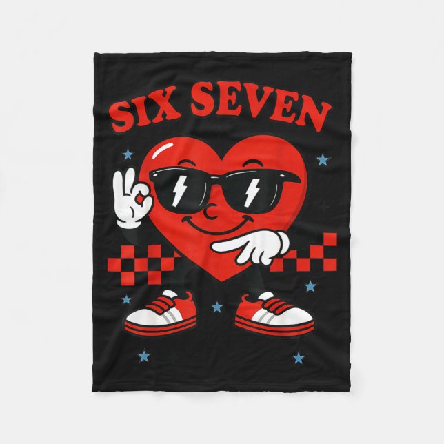 Hugvyn Six Seven Heart 6 7 Meme Boy Girl Funny Val Fleece Blanket (Front)