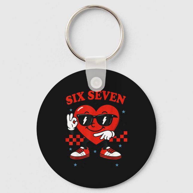 Hugvyn Six Seven Heart 6 7 Meme Boy Girl Funny Val Key Ring (Front)