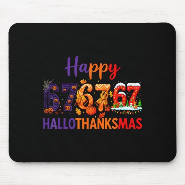 Hugvyn Six Seven Meme 67 Hallothanksmas Halloween  Mouse Mat (Front)