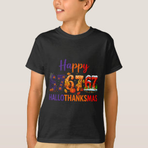 Hugvyn Six Seven Meme 67 Hallothanksmas Halloween T-Shirt