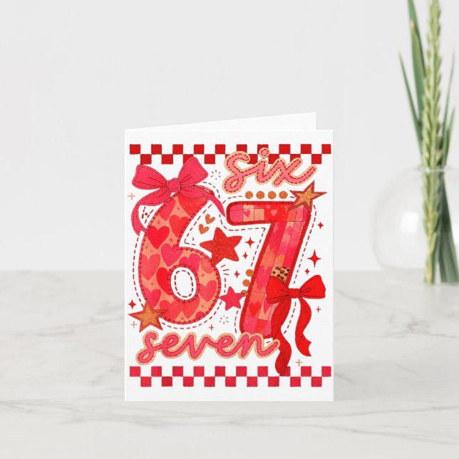 Hugvyn Six Seven Valentine 6 7 Meme Checkered Coqu Card (Front)